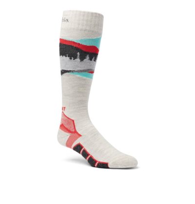 Columbia Ski Over-the-Calf NW MTN Range Medium Weight Socks Muške Čarape Bijele Visebojne Hrvatska | 108161-5EVW